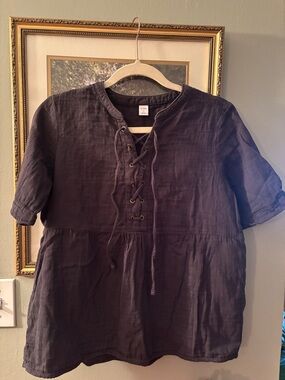 Old Navy Dark Grey/Black Lace-Up Linen Tunic